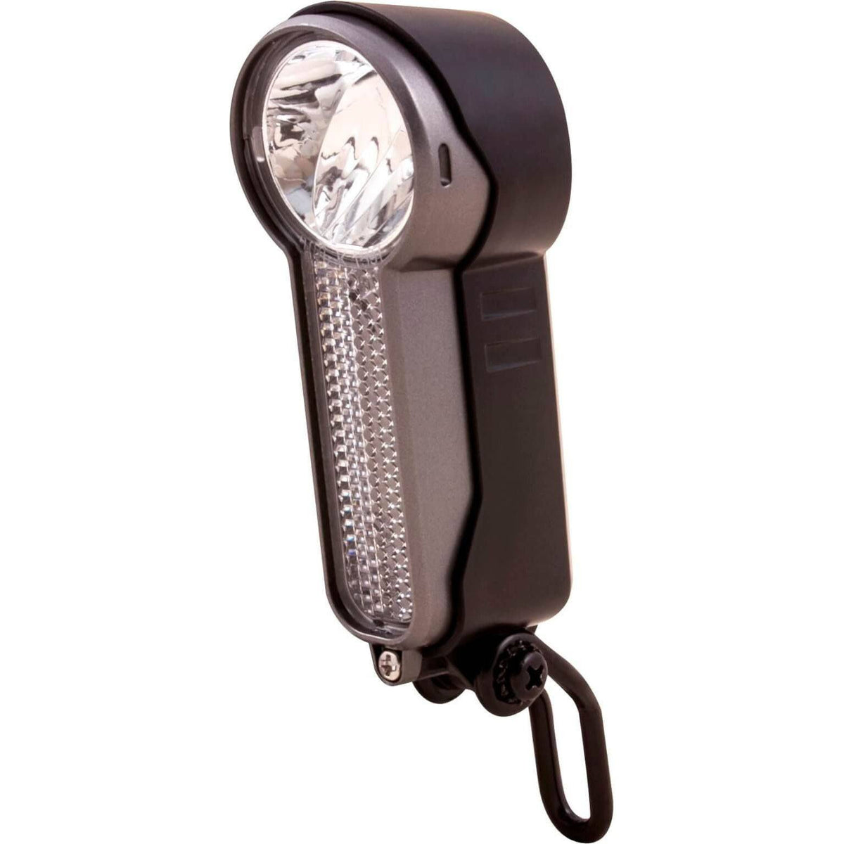 Spanninga X&O 25 koplamp met batterij, helder licht en stevig ontwerp voor fietsverlichting, zichtbaar in de afbeelding.
