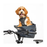 Kvisp Midnight Gray hondenmand voorop fietsmand voor honden tot 12 kg, comfortabel en stevig voor kleine honden.