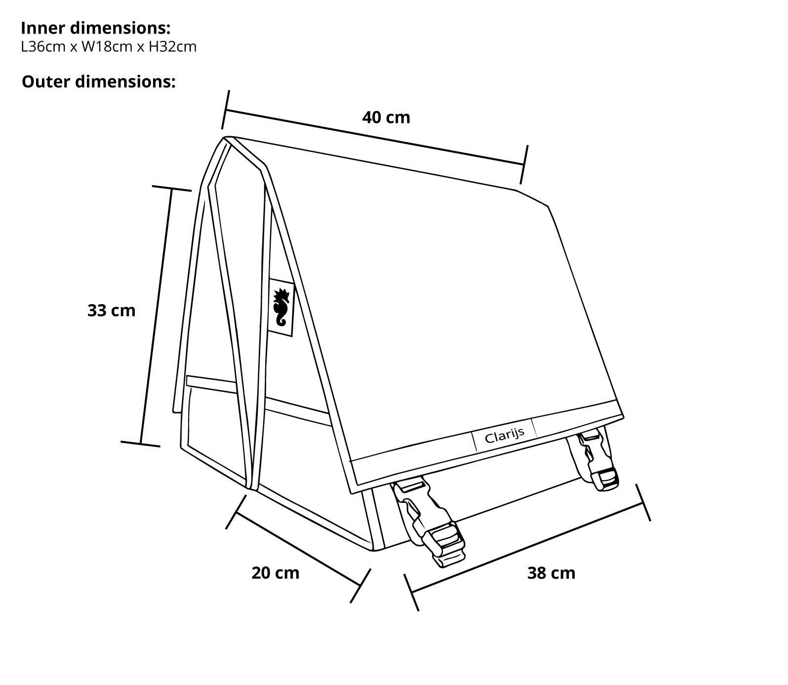 Clarijs Fietstas Dubbel Xl Pvc 46L Met Uitsparing - Le Coq Wielerartikelen