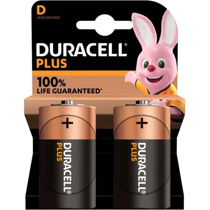 Duracell batterijen Plus 100% extra levensduur, manganese-zink LR20 D Bp2 type, originele MN1300D UX.