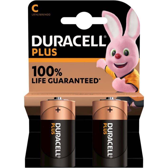 Duracell batterijen Plus 100% extra levensduur, LR14/C Bp2, geschikt voor diverse apparaten, originele MN1400 model
