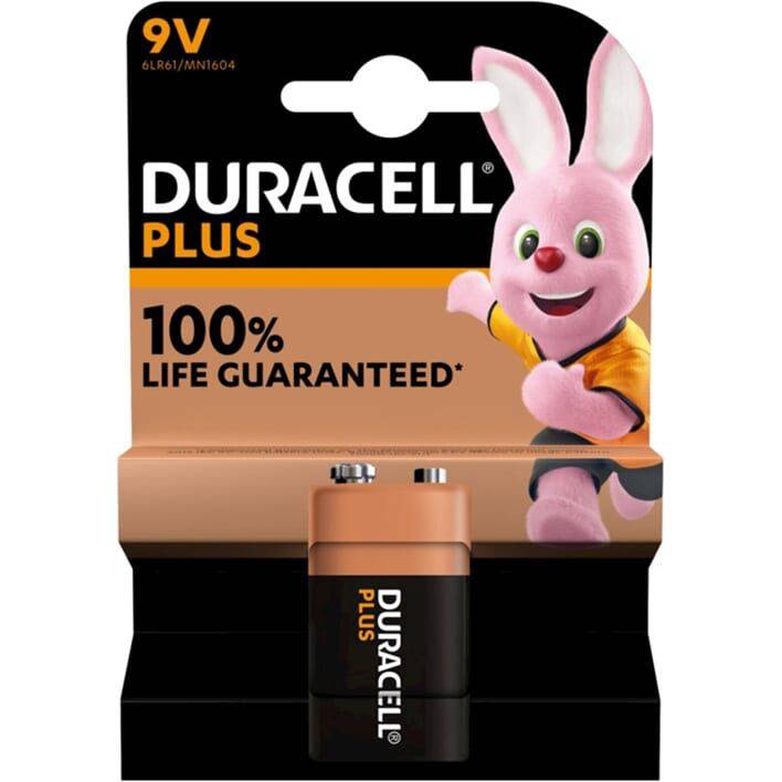 Duracell batterij Plus 100% extra levensduur 9V MN1604/6LR61, originele lithium batterij voor elektronische apparaten