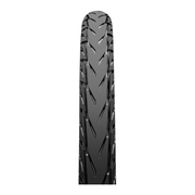Zwarte Continental 26-inch Contact Plus City Safetyplus Breaker e-bike buitenband met profiel en anti-lek bescherming.