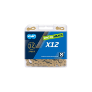 KMC X12 12-speed ketting met 126 schakels, waxed, geschikt voor hoogwaardige fietsversnellingen, zichtbaar in de afbeelding