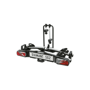 Pro-User Diamant SG2 fietsendrager voor trekhaak, bevestigd aan auto, zwart metalen frame met steun voor fietsen.