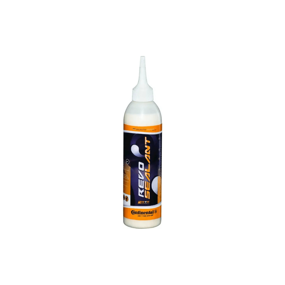 Continental Revolution Sealant voor bandenreparatie, 240 ml, met handige spuitfles en reparatiemateriaal voor banden.