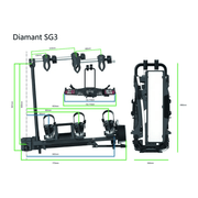 Pro-User Diamant SG3 fietsendrager voor 3 fietsen, vouwbare trekhaakdrager met stevig ontwerp en compatibiliteit.