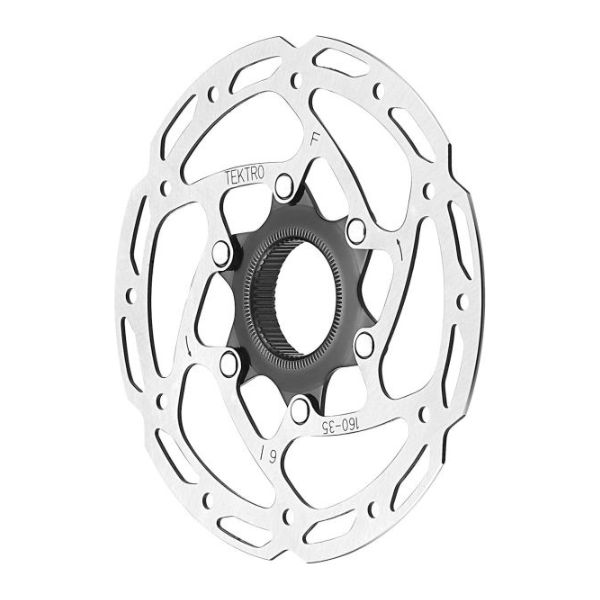 Tektro Tr160-35 remschijf van 160 mm met Center Lock voor fietsremmen, zichtbaar in het ontwerp zonder titel.