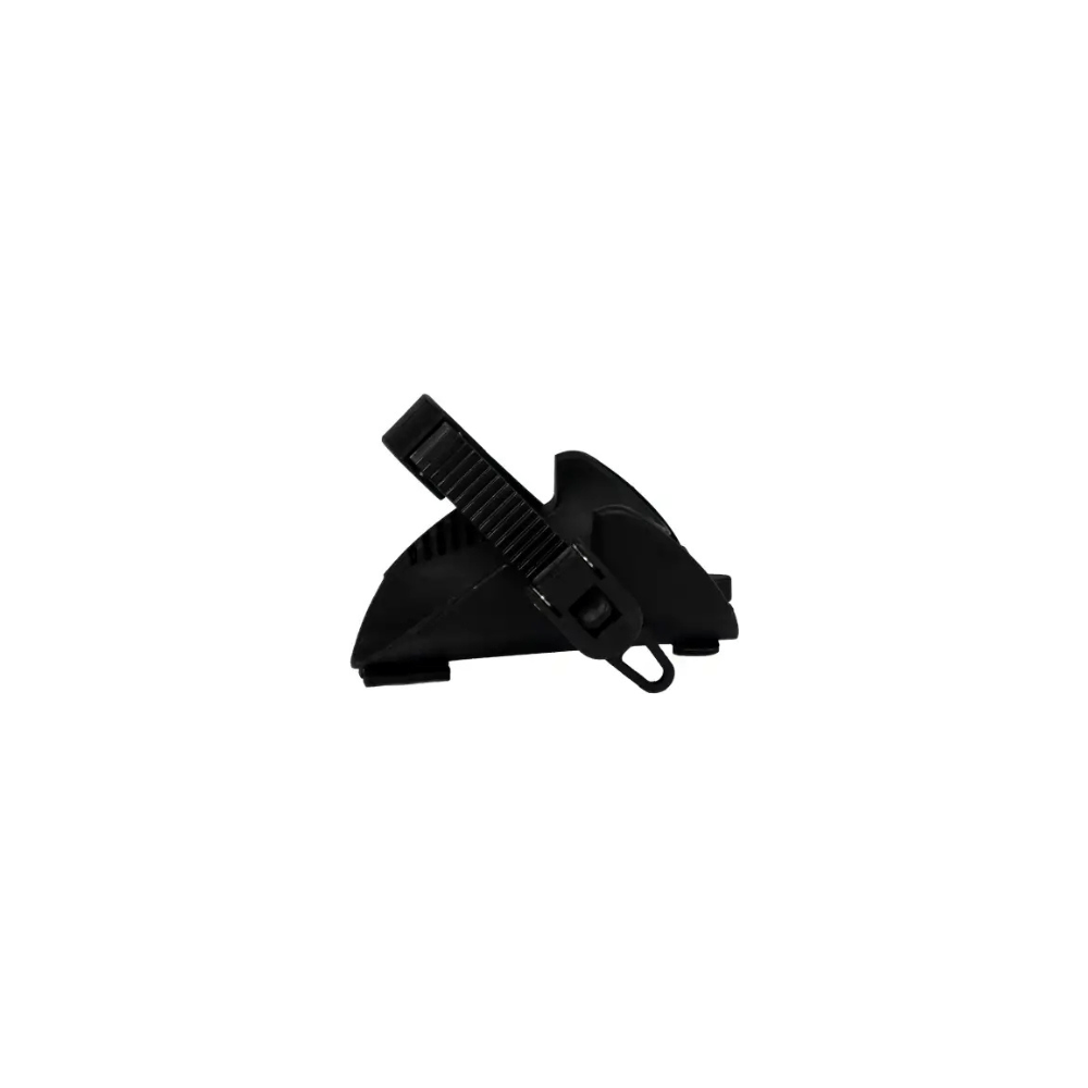 Pro-User wielstopper met spanband links voor fietsendrager onderdelen, stevig en geschikt voor veilige fietstransport.