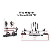 Pro-User Diamant FG2 fietsendrager voor 2 fietsen, kantelbaar, geschikt voor trekhaak, stevig en veilig voor auto’s.