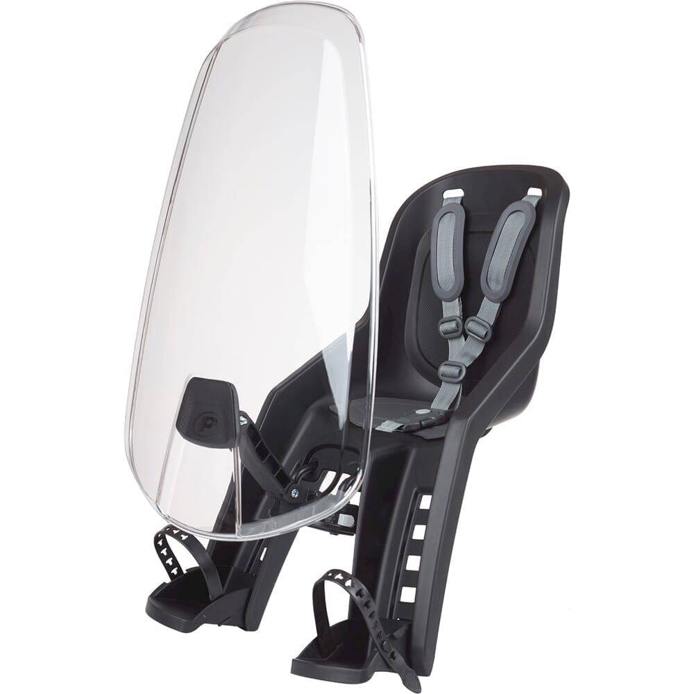 Polisport Bubbly Mini fietszitje voor op stuurpen, zwart en donkergrijs, geschikt voor kinderfiets accessoires
