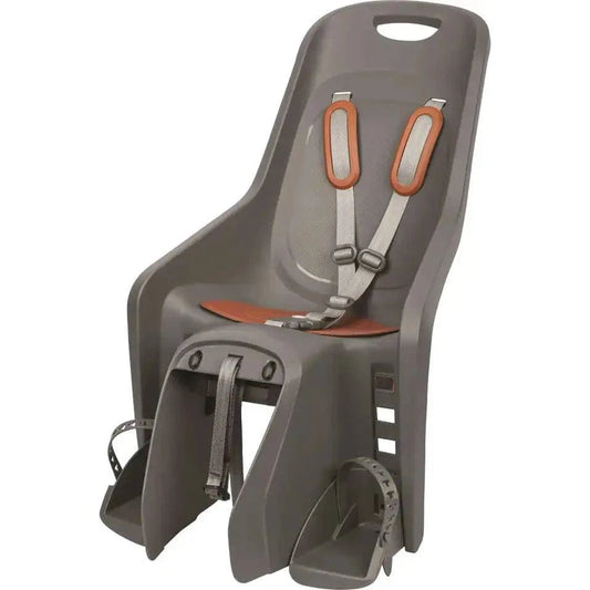Kinderzitje Achter Polisport Bubbly Maxi+ - Grijs/Bruin - Dragermontage (Cfs) - Le Coq Wielerartikelen