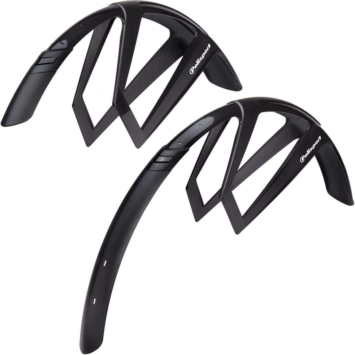Polisport spatbordenset 28 inch R-Mud en G-Mud met gereedschapsloos montagesysteem voor mountainbikes.
