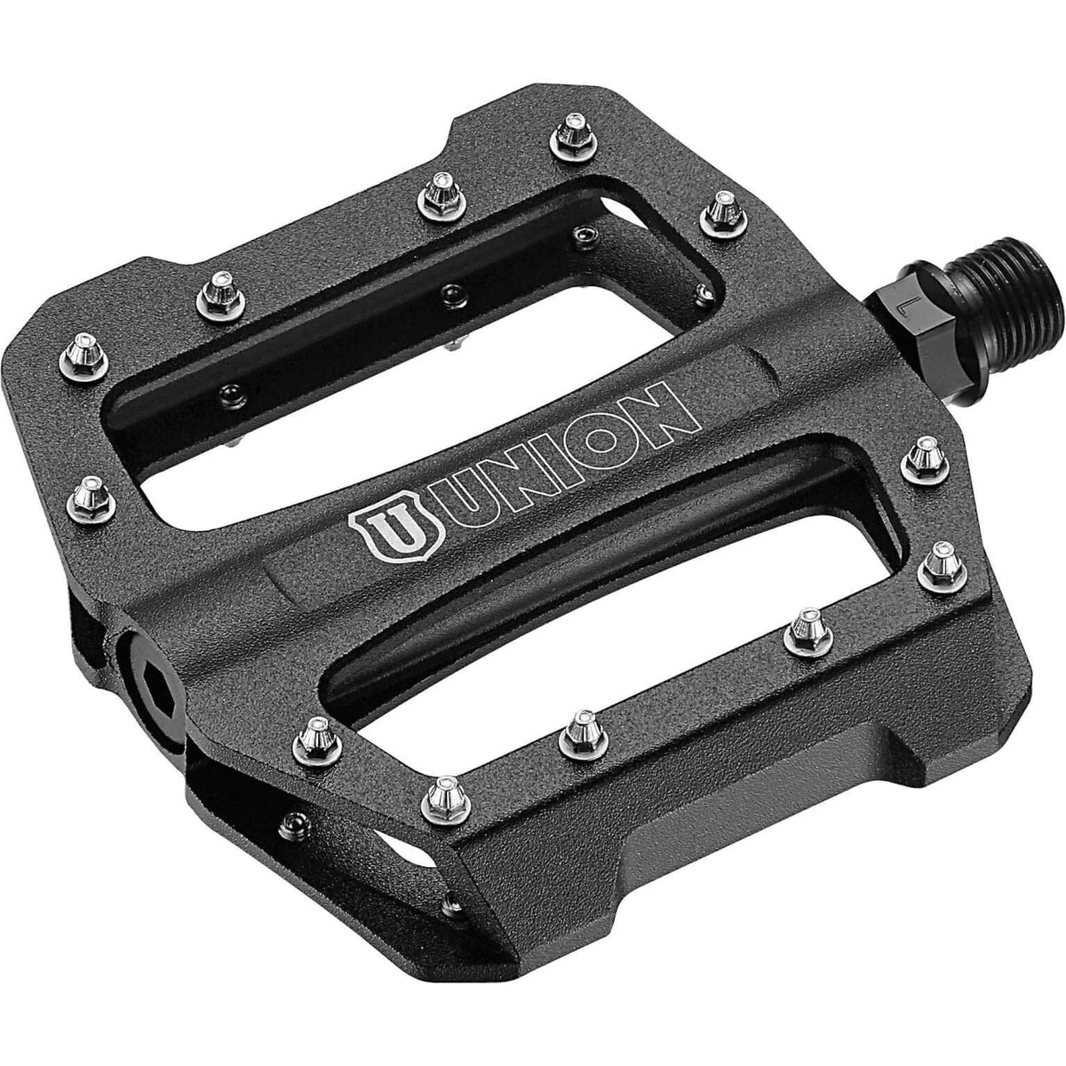 Zwarte Union MTB pedalen SP 1300 voor MTB en BMX, zichtbaar op de afbeelding.