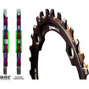 Praxis kettingblad 1x MTB DM(A) 30T, 3mm offset, Wave, zwart, geschikt voor 12-speed fietsen, zichtbaar in de afbeelding