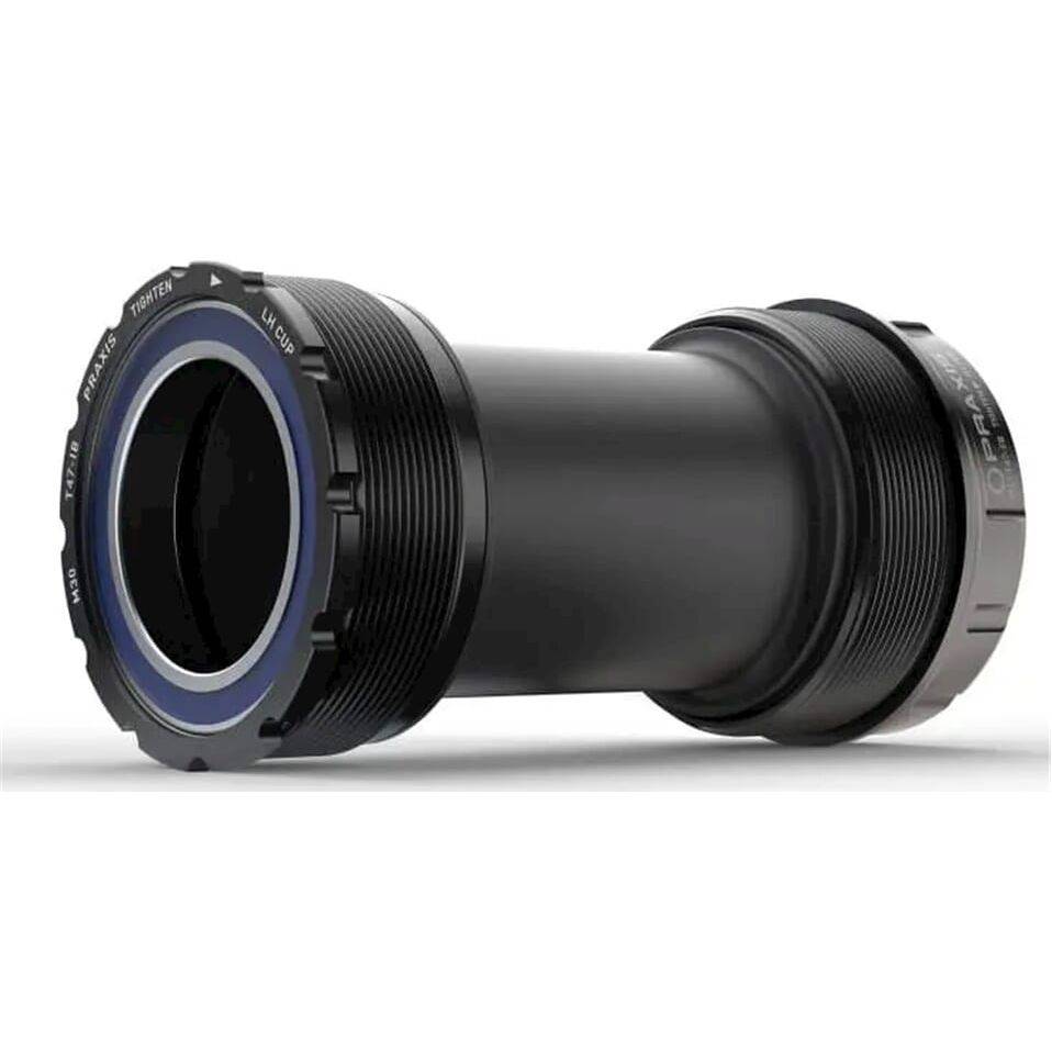 Praxis trapas adapter M30 T47 asymmetrisch voor racefiets en mountainbike, 76,75 mm of 81,25 mm lengte, zwart.