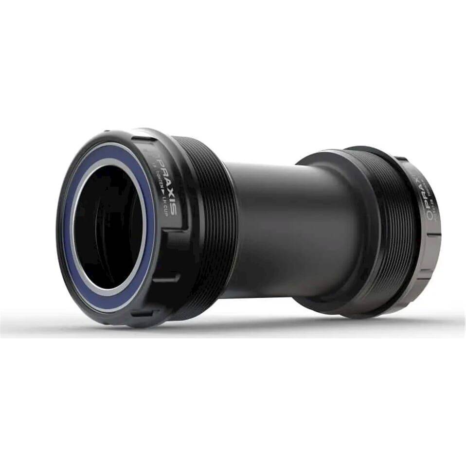 Praxis Trapas Adapter M30-Thru T47 voor race- en mountainbikes, geschikt voor 68-73mm crankassen, zichtbaar in de afbeelding