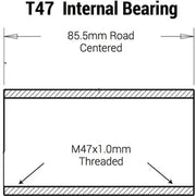 Praxis trapas adapter M30 T47 I.B. met een lengte van 85,5 mm, geschikt voor fietscomponenten, zichtbaar in de afbeelding