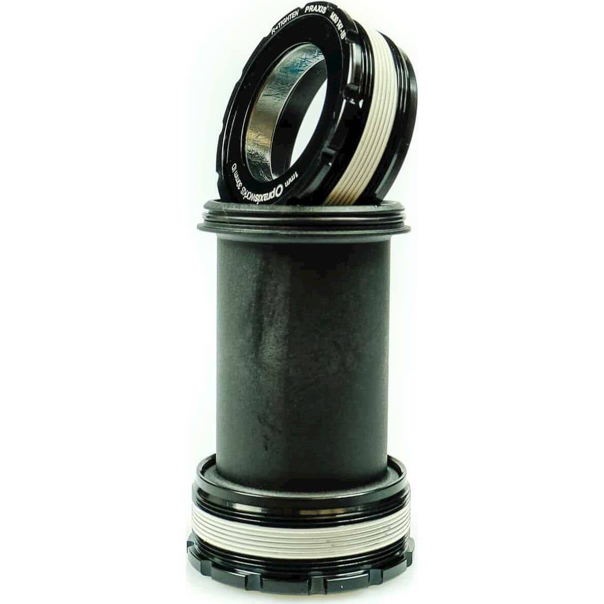 Praxis trapas adapter M30 T47, lengte 85,5 mm, geschikt voor fietsen, zwart metalen trapas onderdeel.