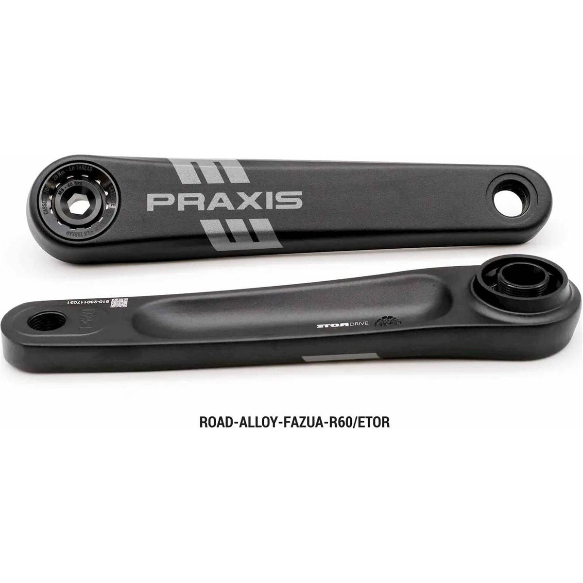 Praxis E-Race racefiets crankstel van aluminium met Etor Spline voor Fazua R60, zichtbaar op de afbeelding