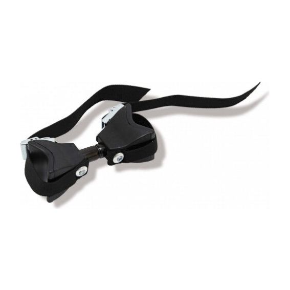 Zwarte universele framehouder van Pro-User met spanband, 125 mm, stevige frameklem voor bevestiging en stabiliteit.