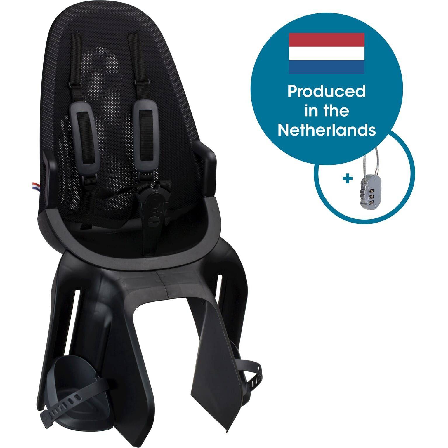 Qibbel Achterzitje Air Drager Bev. Black + Qibbel Slot - Le Coq Wielerartikelen