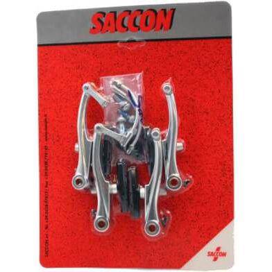 Saccon V-brake set voor racefiets, voor- en achterremmen met stevige velgremmen voor snelle fietscontrole.