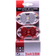 Simson verlichtingsset met 5 LED-batterijverlichting, geschikt voor fiets of scooter, duidelijk zichtbaar in de afbeelding.
