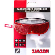Simson achterlicht met LED en batterij, 80mm, geschikt voor fietsen en scooters, helder en energiezuinig.