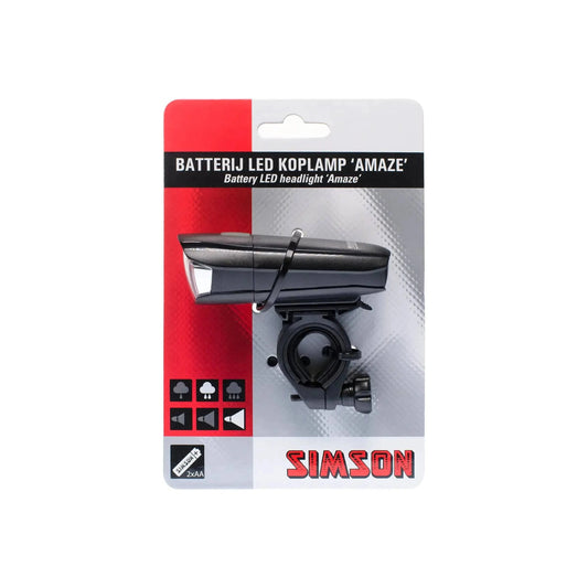 Simson Koplamp "Amaze" 1 Led 25 Lux Met Batterijen - Le Coq Wielerartikelen