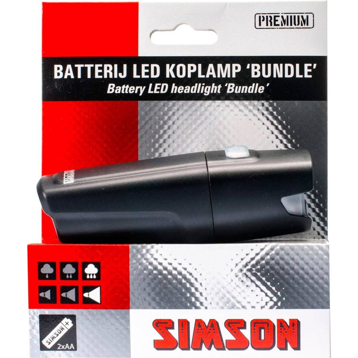 Simson Koplamp Bundle Batterij 25 Lux Stuurbocht - Le Coq Wielerartikelen