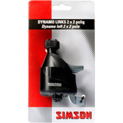 Simson dynamo met rubberen lus, compatibel met Simson fietsen, zichtbaar in de afbeelding.