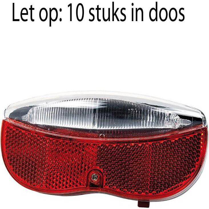 Simson achterlicht met batterij, 80 mm, voor reguliere modellen, in doos, helder en geschikt voor klassieke Simson fietsen.