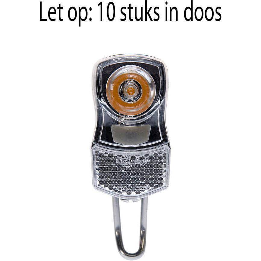 Simson koplamp met batterijdoos, model S602006Bx958, duidelijk zichtbaar met licht en kabels voor montage.