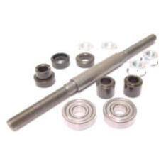 Sturmey Archer vooras naaf HSB433 met 183 mm as, zwart, zichtbaar met naaf en bevestigingsonderdelen.