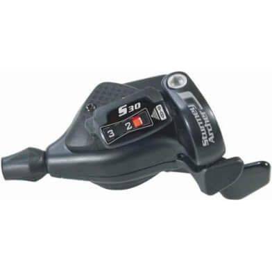 Sturmey Archer 3-speed shifter HSJ943 DLS30, duidelijk zichtbaar op de afbeelding.