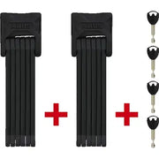 Abus Bordo 6000/90 Twin-Set vouwslot in zwart, stevig en flexibel fietsbeveiligingsslot met vierkante vorm.