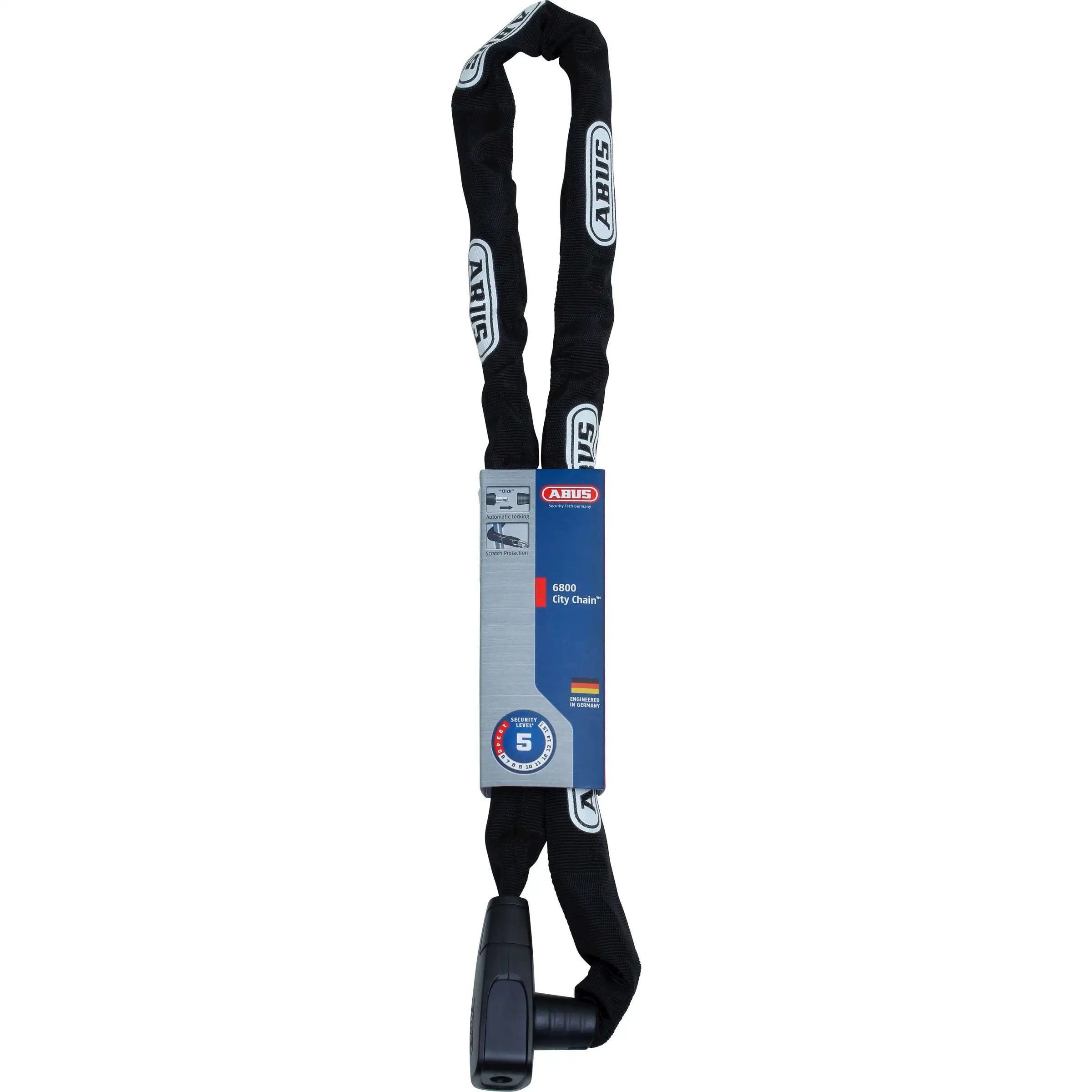 Abus Citychain 6800 kettingslot van 110 cm met textielen hoes, 6 mm ketting voor fietsbeveiliging