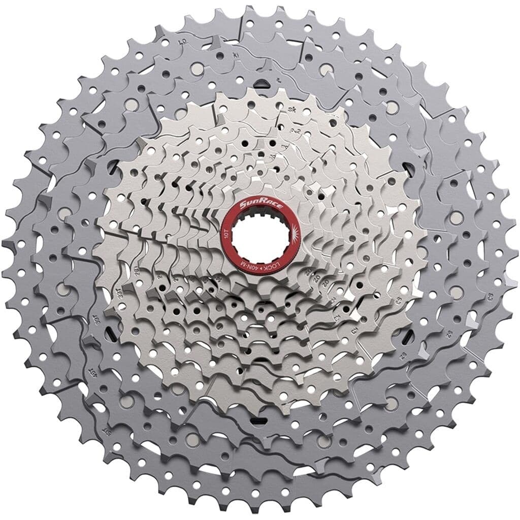Sunrace 12-speed cassette 10/51 voor microspline, geschikt voor racefietsen, zichtbaar met gekleurde tandwielen