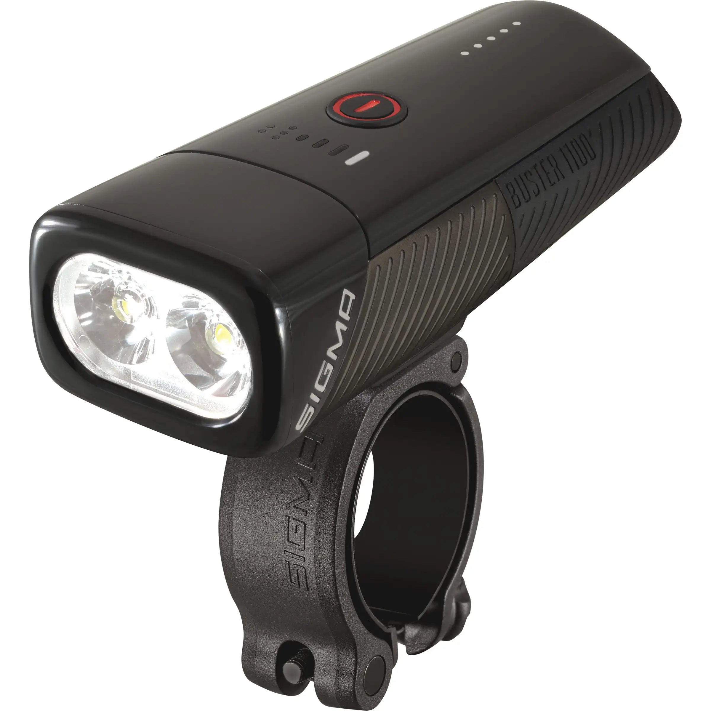 Sigma koplamp Buster USB, compacte fietskoplamp met USB-oplading en heldere verlichting voor veilige ritten in het donker.