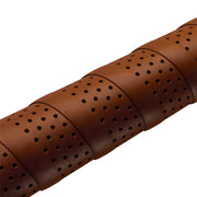 Brooks leren stuurlint met zwart ontwerp, geschikt voor racefietsen en comfortabel voor lange ritten.