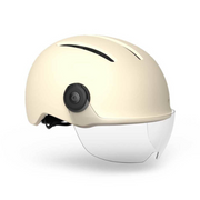 MET Vibe On MIPS speed pedelec helm, stevig en stijlvol, ontworpen voor stadsritjes en e-bike veiligheid, wit met ventilatieopeningen.