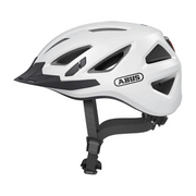Abus Urban-I 3.0 E-bike fietshelm met ventilatiegaten en verstelbare riem, ontworpen voor stadsfietsen en comfort.