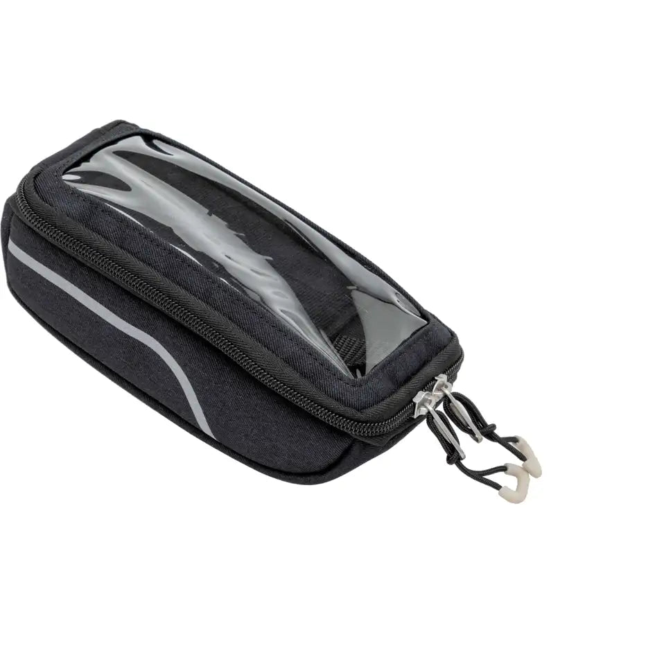 Zwarte New Looxs sport telefoonhoesje 0,6 liter Telefoontas KlickFix Quad voor fiets, geschikt voor sportieve activiteiten.