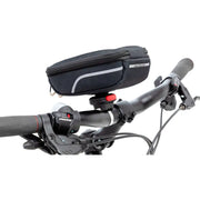 Zwarte New Looxs sport telefoonhoesje van 0,6 liter voor fiets, met KlickFix Quad bevestiging en ruimte voor smartphone.