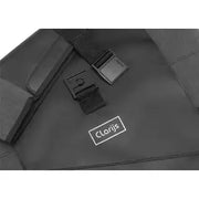 Clarijs Variobag 24 liter waterdichte fietstas voor een enkele fiets, zwart met reflecterende details en verstelbare riem.