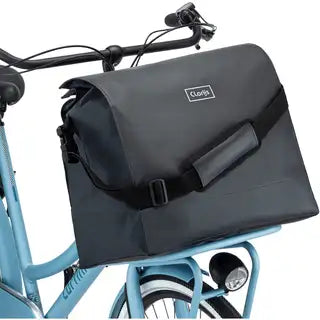 Clarijs front fietstas 30 l zwart glanzend, eenvoudig ontwerp, geschikt voor bagagedragers en fietsaccessoires