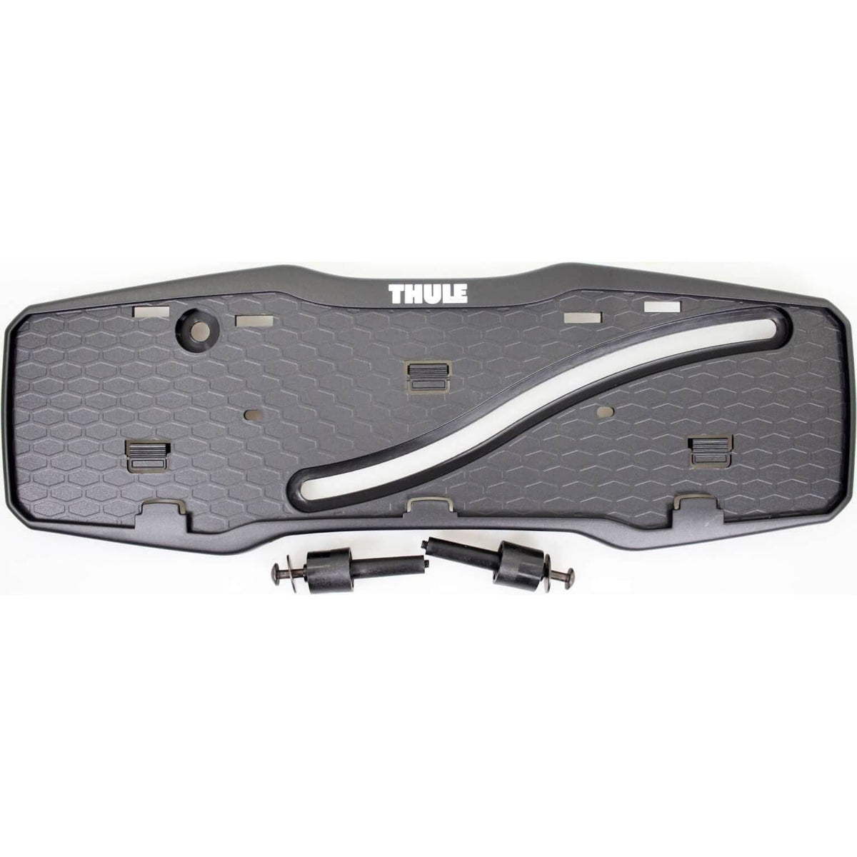 Thule Easyfold nummerplaathouder kit voor fietsendrager, zichtbaar op de afbeelding, geschikt voor Thule fietsendragers.