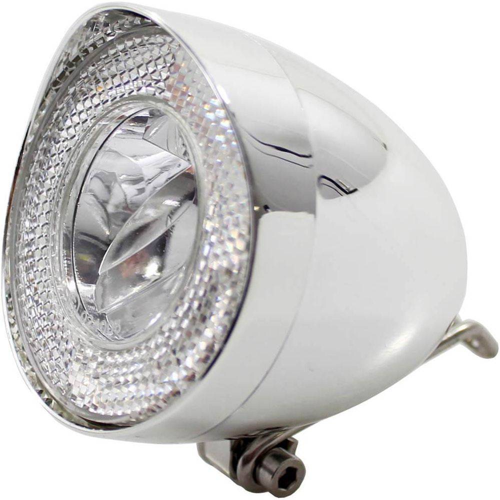 Union koplamp Un-4930 Retro Dynamo 40 Lux, chroom, met klassieke uitstraling en verstelbare montage voor fietsverlichting