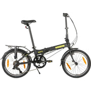 Zwarte Dahon Hit D6 vouwfiets met 20 inch wielen en 6 versnellingen, V-brake, compact en geschikt voor stadsgebruik